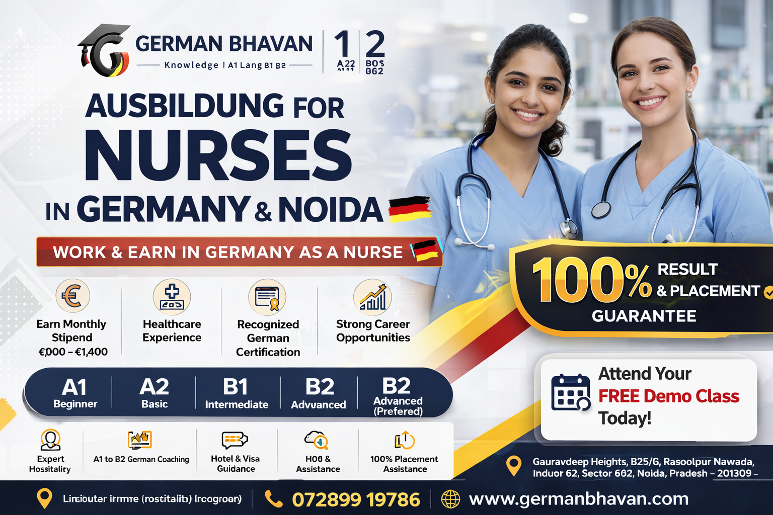 Ausbildung for Nurses in Germany in Noida – 100% Placement & Result Guarantee